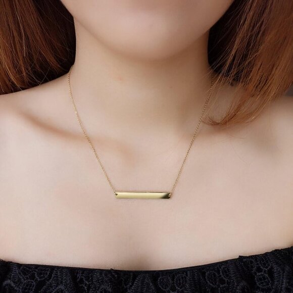 Elegant 14k Gold Plated Bar Necklace | Lightweight Adjustable Design for Women - Picture 4 of 9